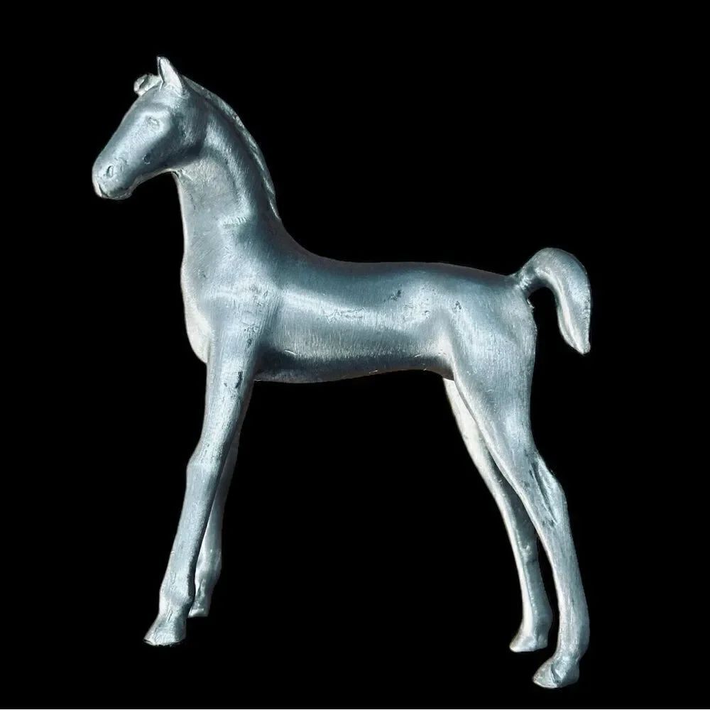 Vintage Miniature Pewter Foal Horse Equestrian Figurine Collectible  3 1/4” - Picture 10 of 13